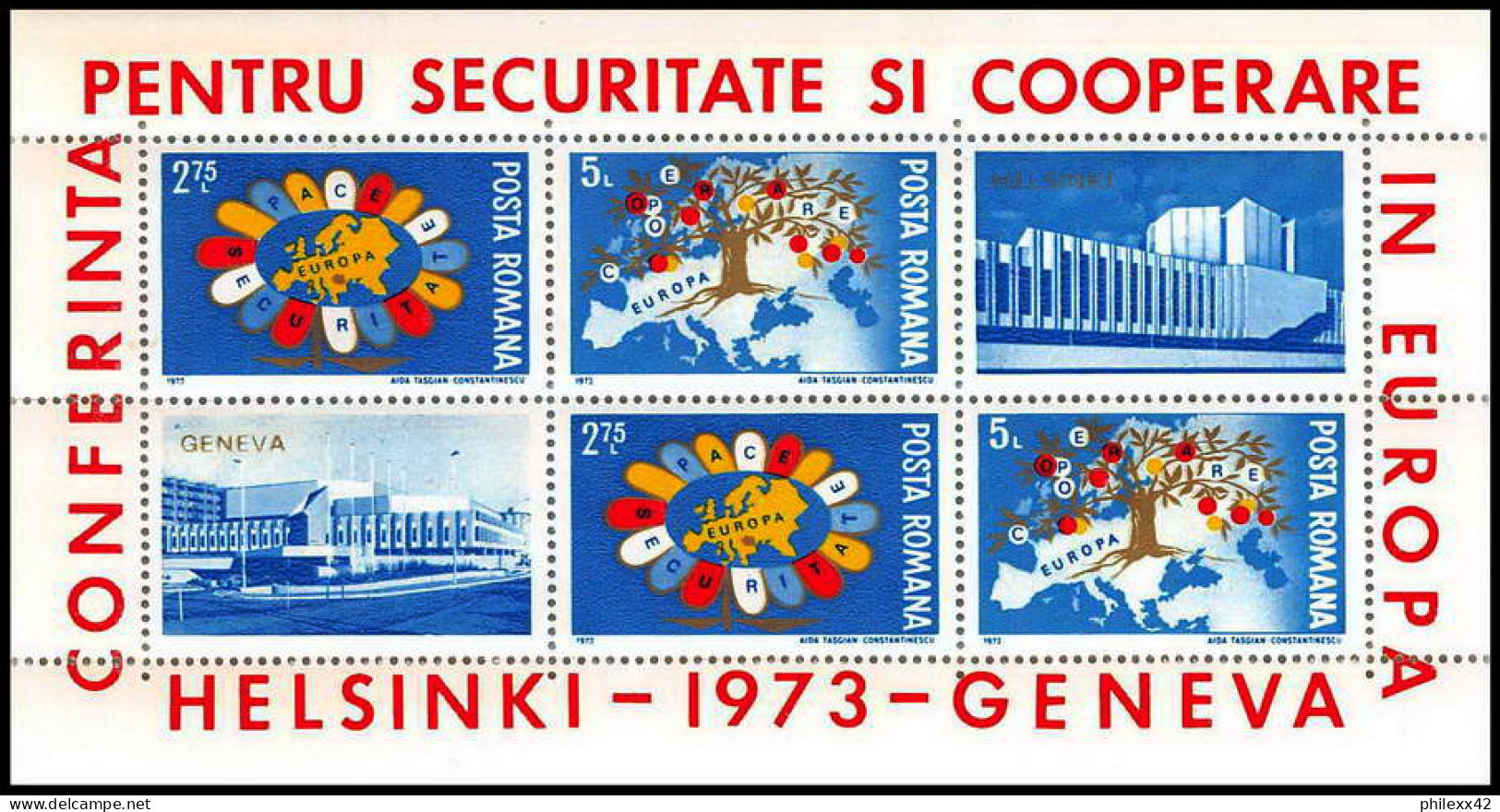 Roumanie (Romania) MNH ** -73- Bloc N° 109 Conférence Pour La Sécurité Et La Coopération Europe Auropa Cote 12 - 1973