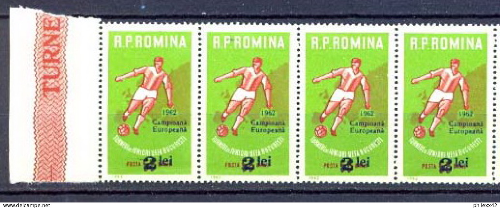 Roumanie (Romania) MNH ** -012 N° 1829 - Football (Soccer) (soccer) Bande De 4 - Championnat D'Europe (UEFA)