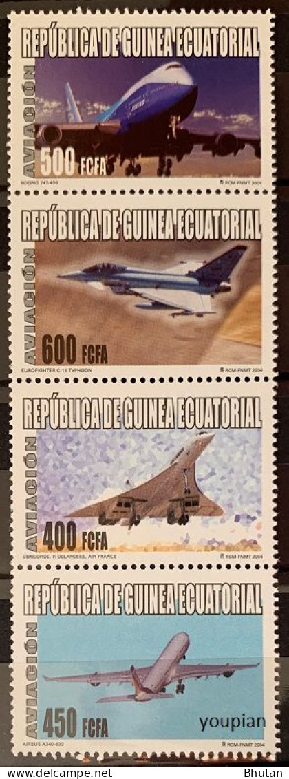Equatorial Guinea 2004, Airplanes, MNH Stamps Strip - Guinea Ecuatorial