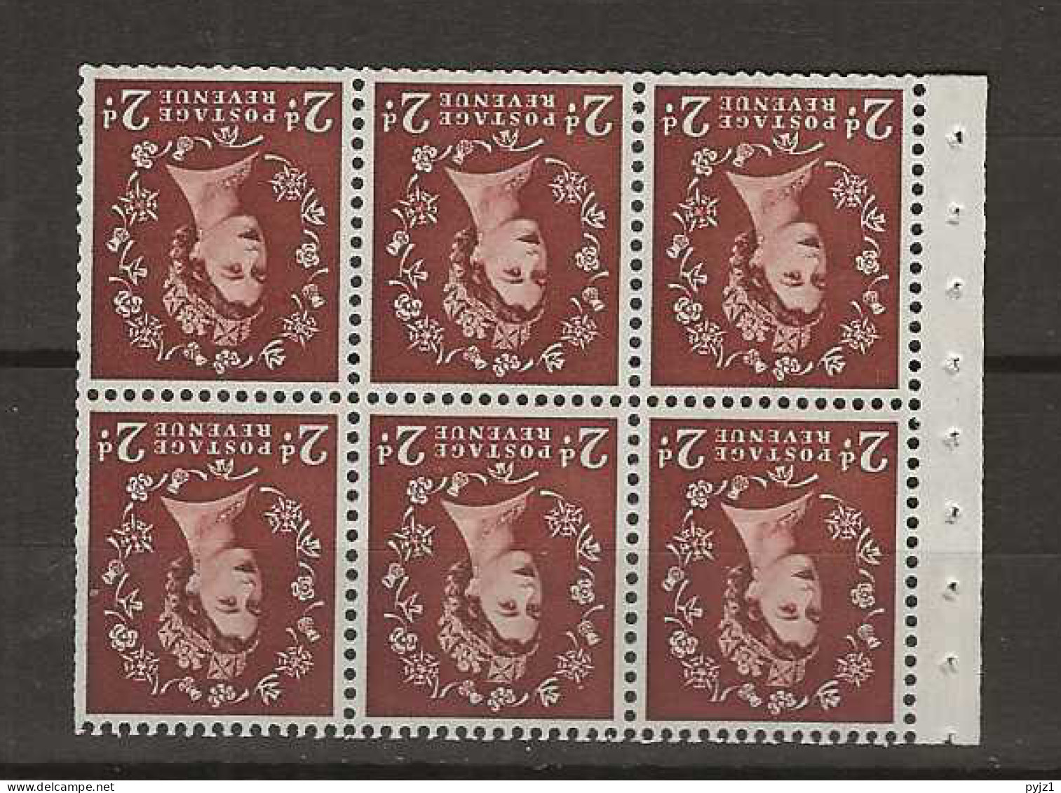 1952 MNH GB Wmk Tudor Crown Booklet Pane SG 518-lWi - Neufs