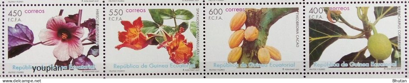 Equatorial Guinea 2007, Trees And Shrubs, MNH Stamps Strip - Guinea Ecuatorial