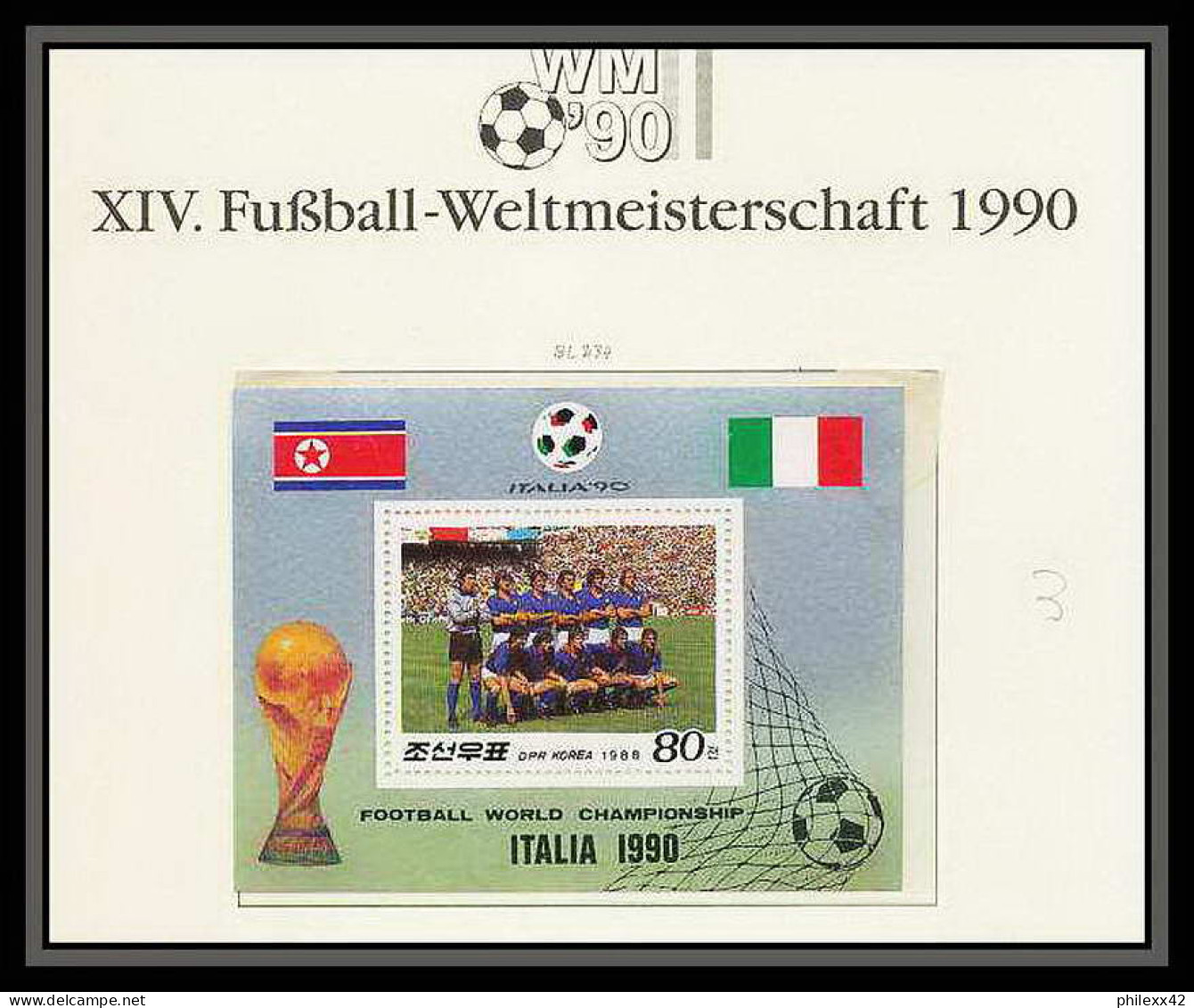 005 Football (Soccer) Italia 90 Neuf ** MNH - Corée Du Nord-I YT 1955-1956 + 2 Blocs  - 1990 – Italien