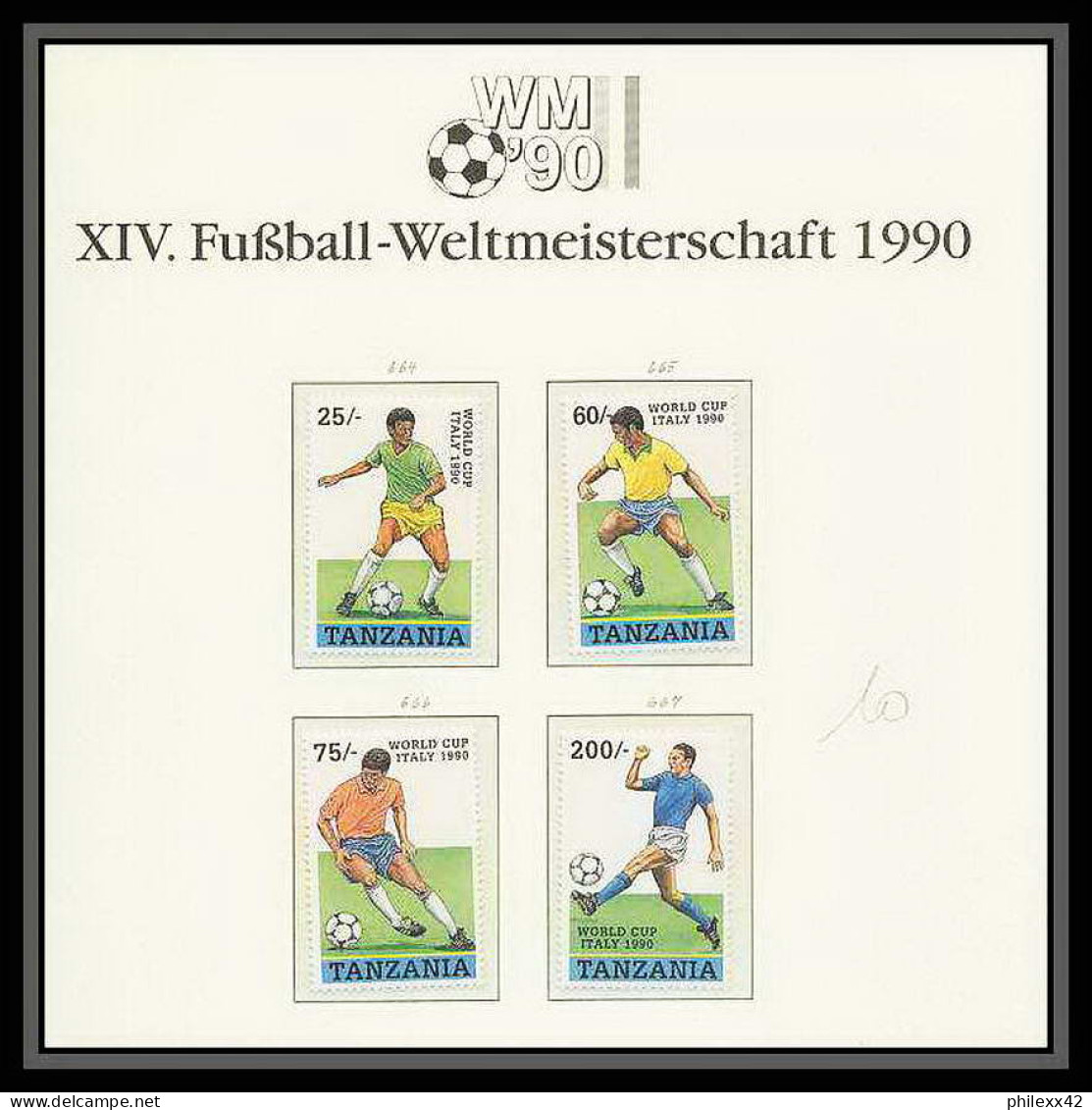 051 Football (Soccer) Italia 90 Neuf ** MNH - Tanzanie (Tanzania) 664/7 + Bloc 113/4 - 1990 – Italien