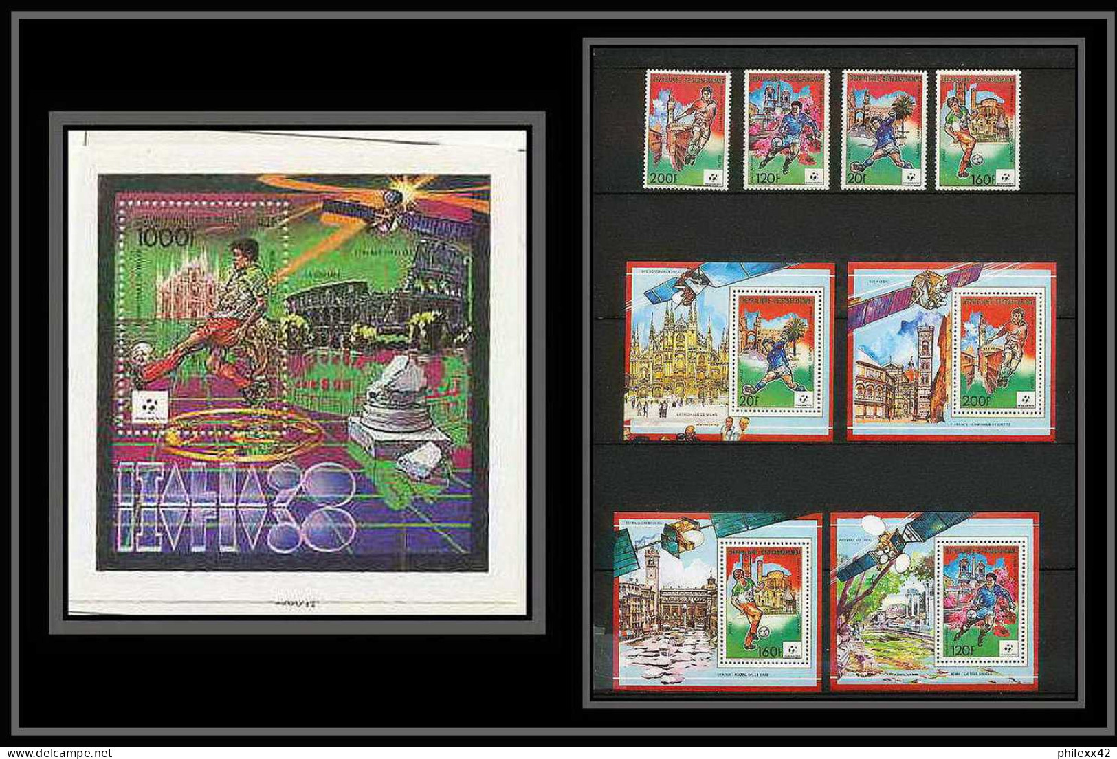 067 Football (Soccer) Italia 90 Neuf ** MNH - République Centrafricaine 1398/1401 + Bloc 498 Et Kbs - 1990 – Italien