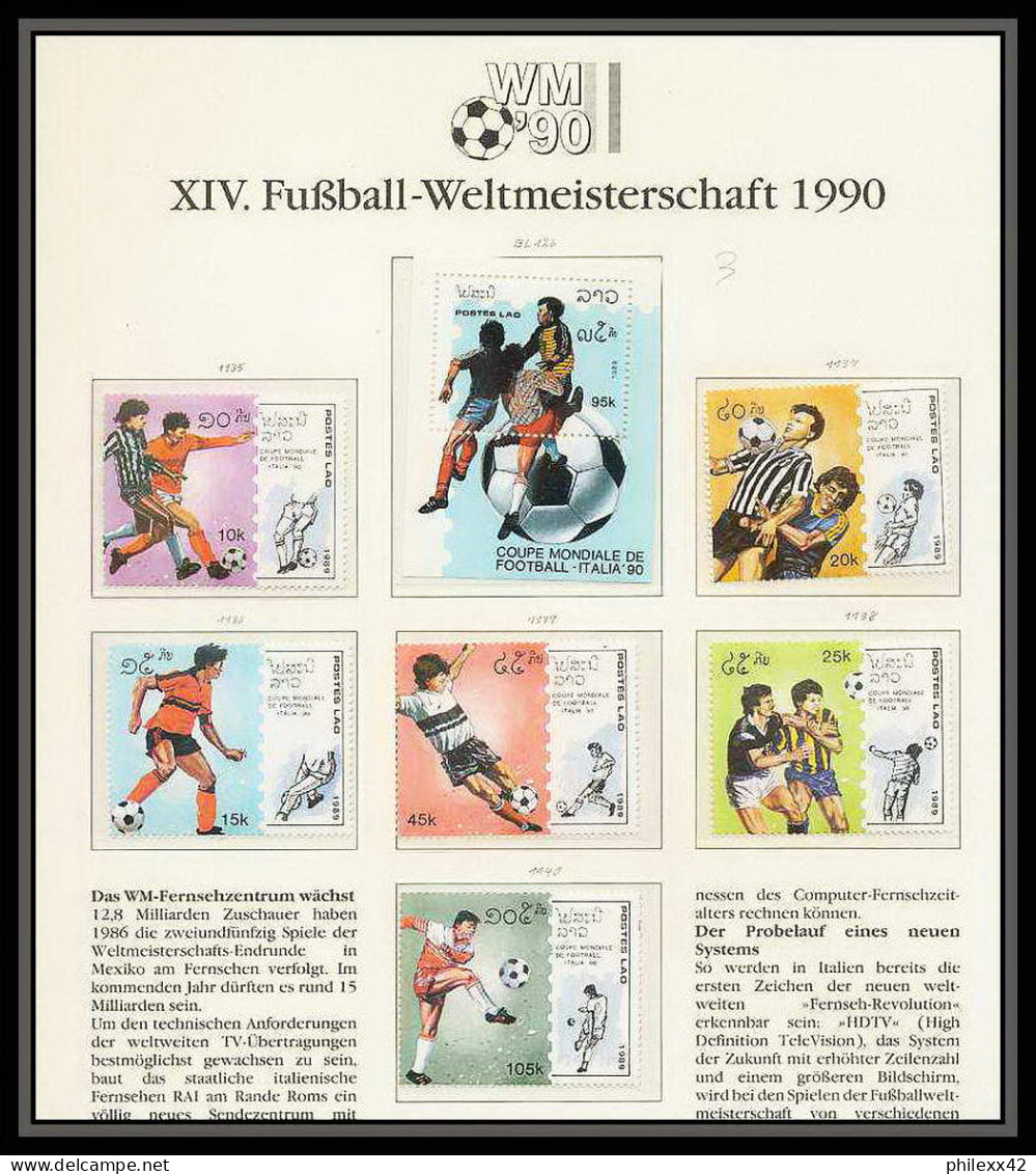 111 Football (Soccer) Italia 90 Neuf ** MNH - Laos 1135/40 + Bloc 126 - 1990 – Italien