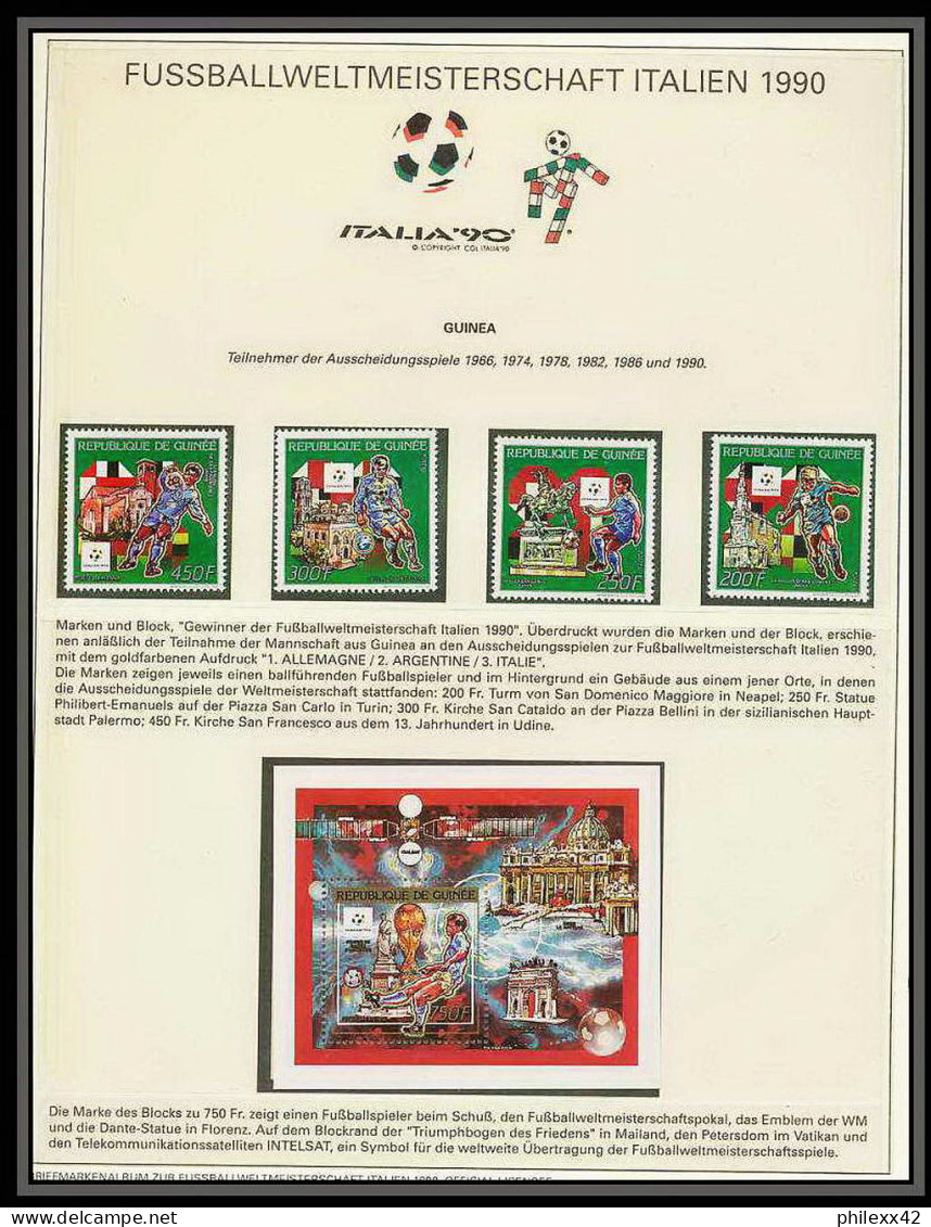 167 Football (Soccer) Italia 90 Neuf ** MNH - Guinée (guinea) Guinea 355/358 + Blocs  - 1990 – Italien