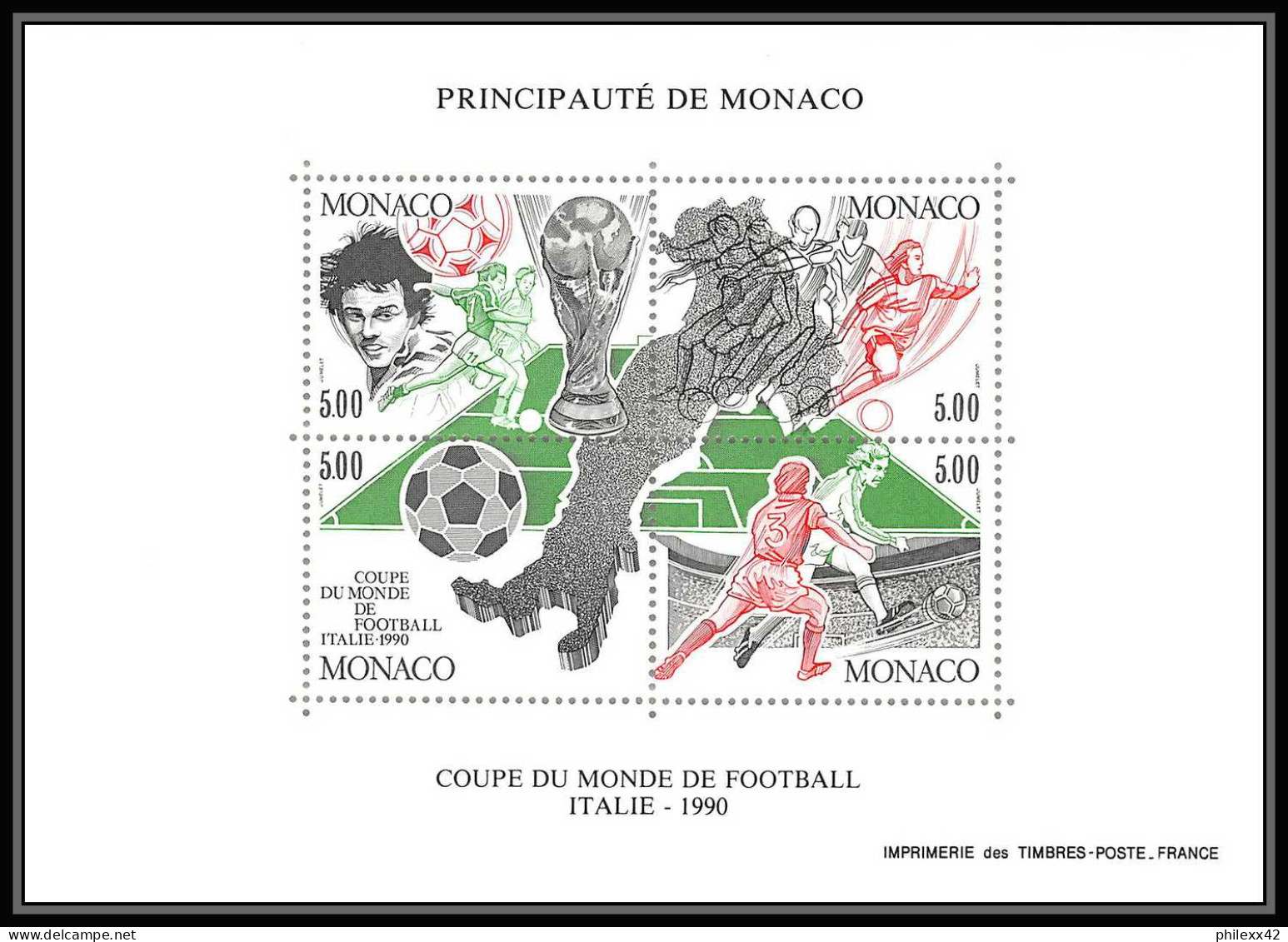 180 Football (Soccer) Italia 90 Neuf ** MNH - Monaco Bloc 50 - 1990 – Italien