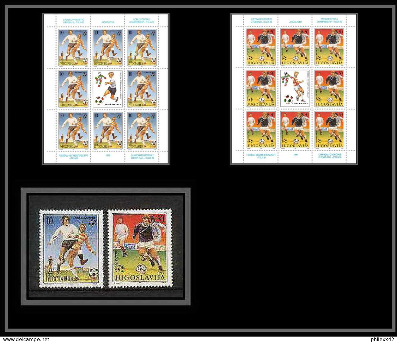 176 Football (Soccer) Italia 90 Neuf ** MNH - Yougoslavie (Yugoslavia) Blocs + Timbres - 1990 – Italien