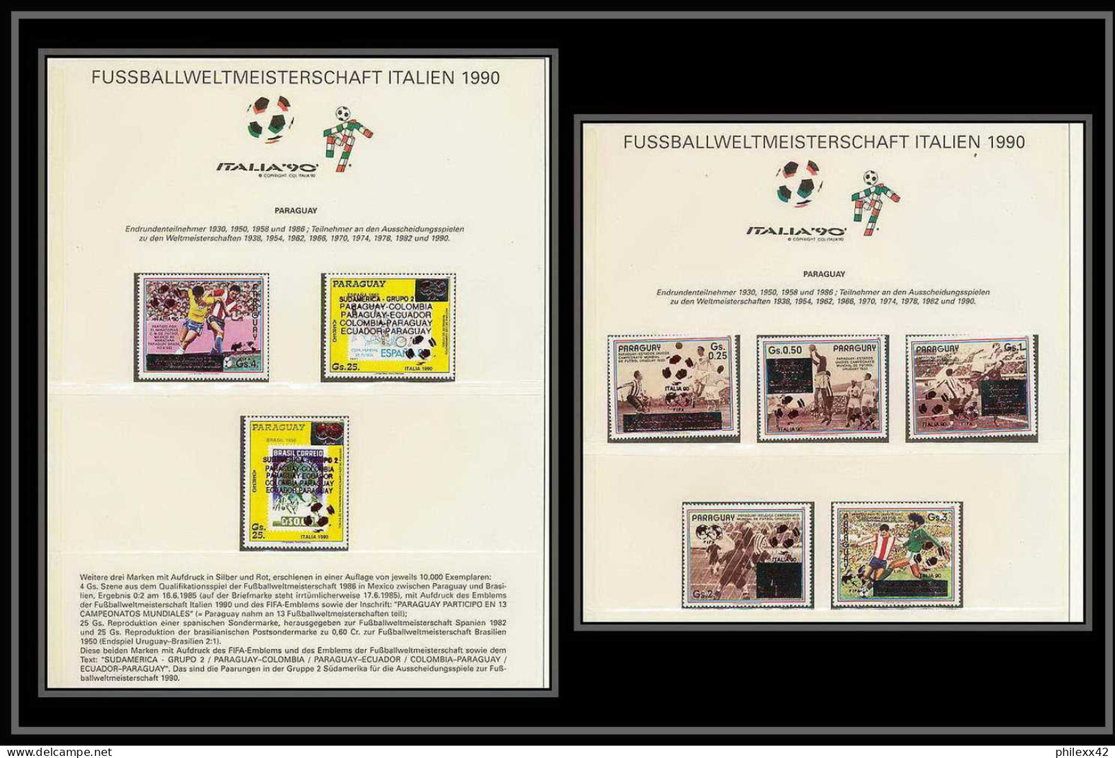 184 Football (Soccer) Italia 90 Neuf ** MNH - Paraguay Overprinted In Red  - 1990 – Italien