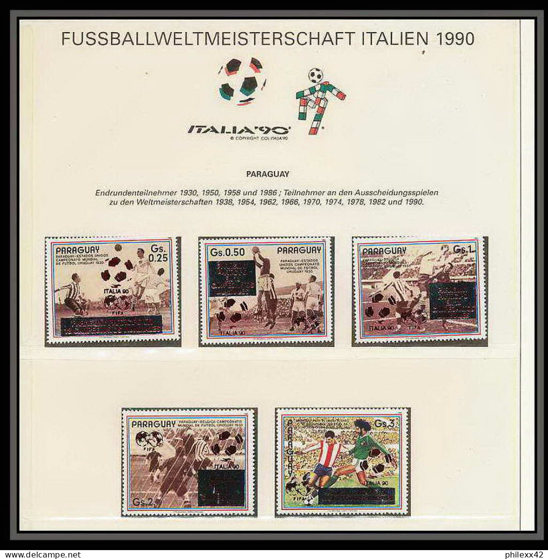 184 Football (Soccer) Italia 90 Neuf ** MNH - Paraguay Overprinted In Red  - 1990 – Italien