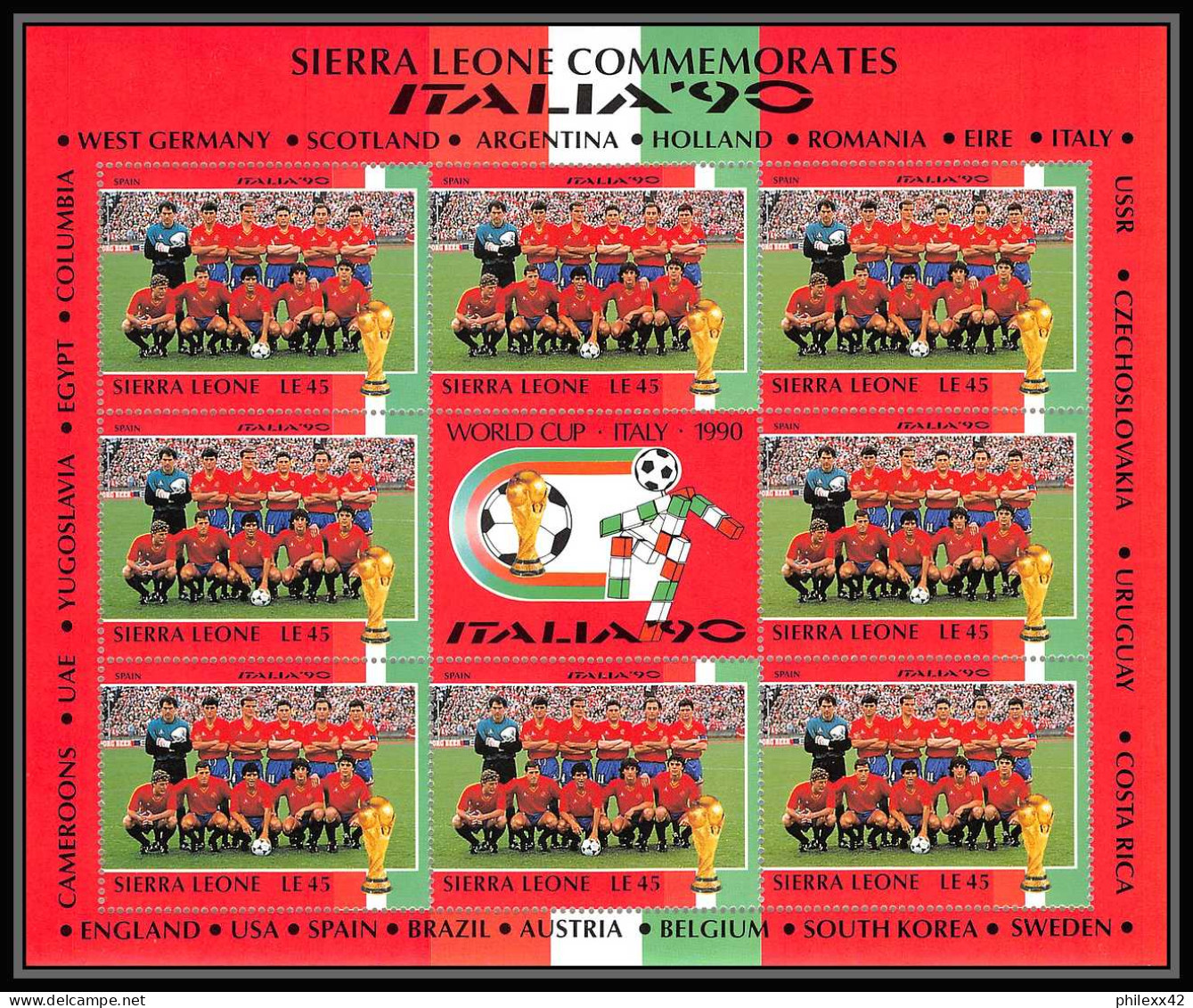 042 Football (Soccer) Italia 90 Neuf ** MNH - Sierra Leone 24 Blocs - 1990 – Italy
