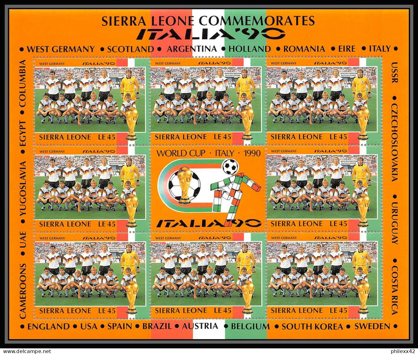 042 Football (Soccer) Italia 90 Neuf ** MNH - Sierra Leone 24 Blocs - 1990 – Italien