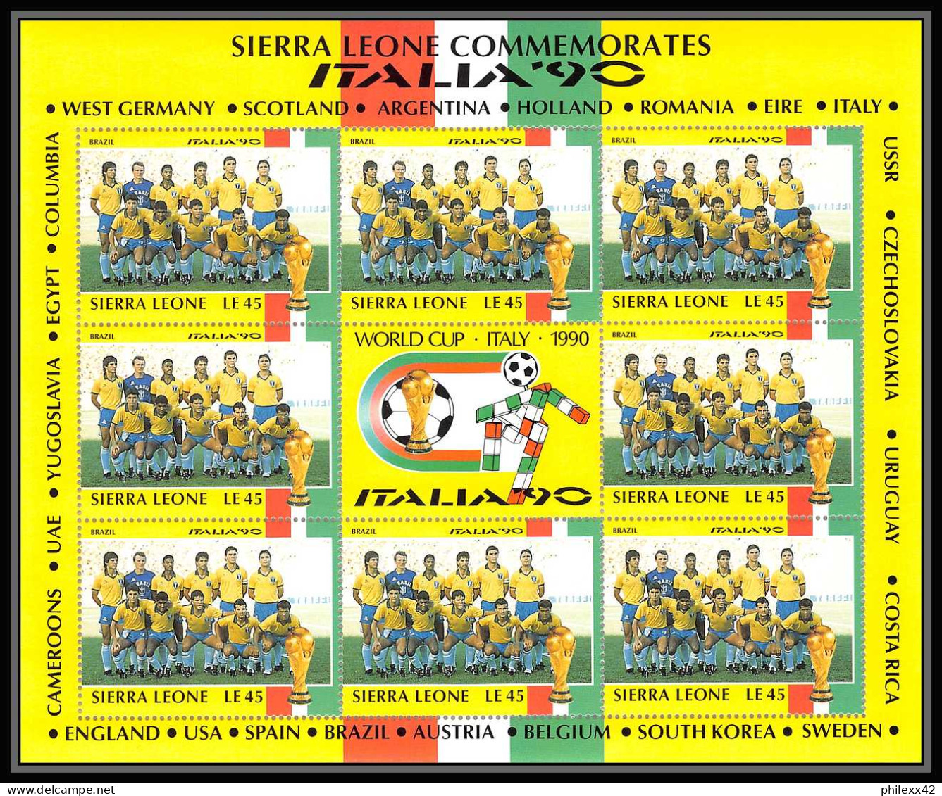 042 Football (Soccer) Italia 90 Neuf ** MNH - Sierra Leone 24 Blocs - 1990 – Italien