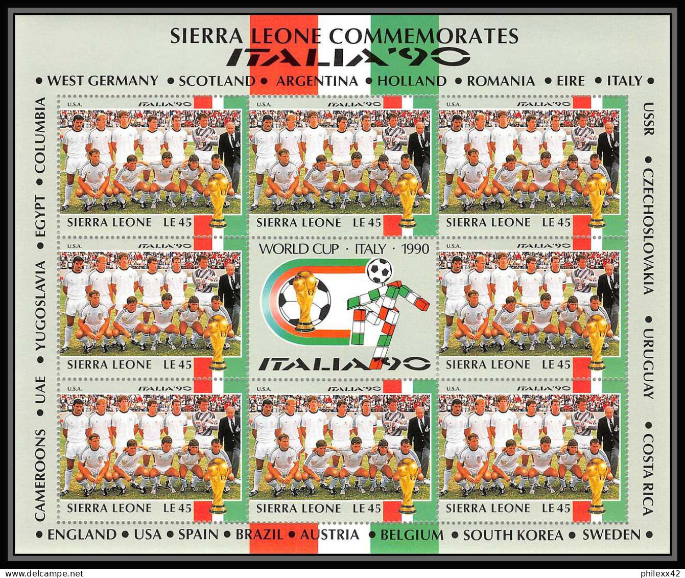 042 Football (Soccer) Italia 90 Neuf ** MNH - Sierra Leone 24 Blocs - 1990 – Italien