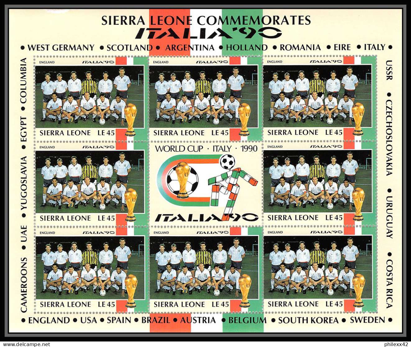 042 Football (Soccer) italia 90 neuf ** MNH - Sierra Leone 24 blocs