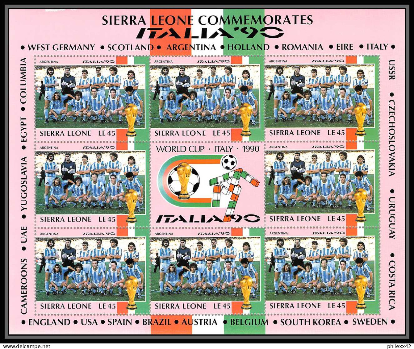 042 Football (Soccer) italia 90 neuf ** MNH - Sierra Leone 24 blocs