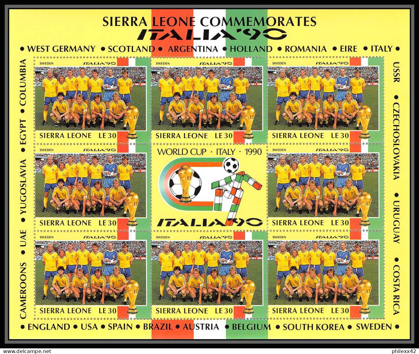 042 Football (Soccer) italia 90 neuf ** MNH - Sierra Leone 24 blocs