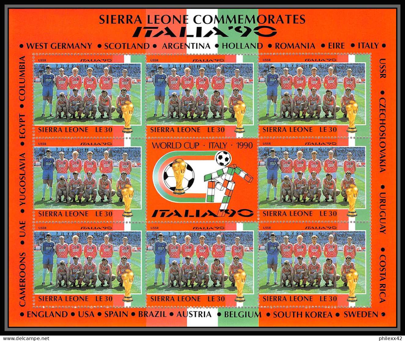 042 Football (Soccer) italia 90 neuf ** MNH - Sierra Leone 24 blocs