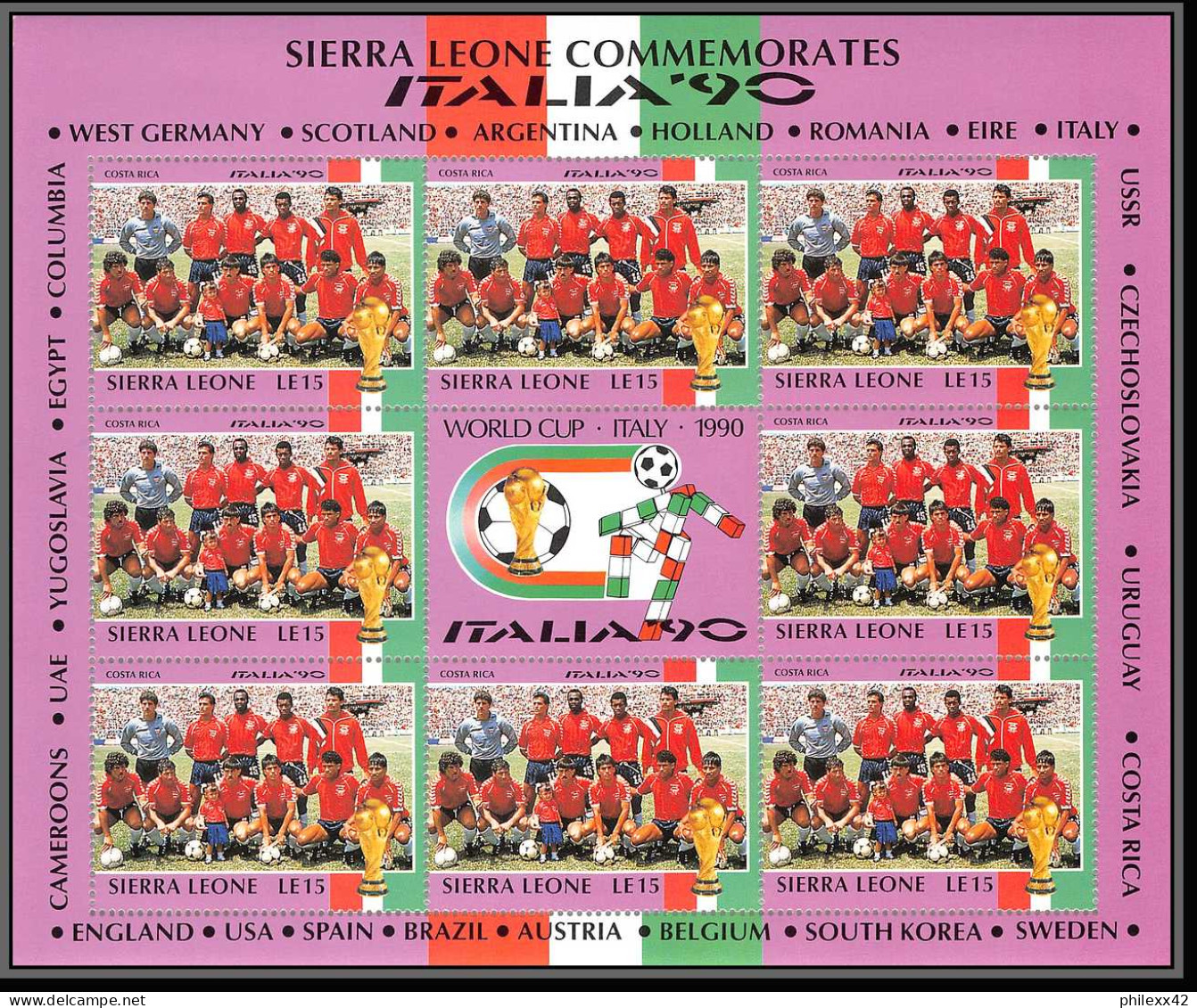 042 Football (Soccer) italia 90 neuf ** MNH - Sierra Leone 24 blocs