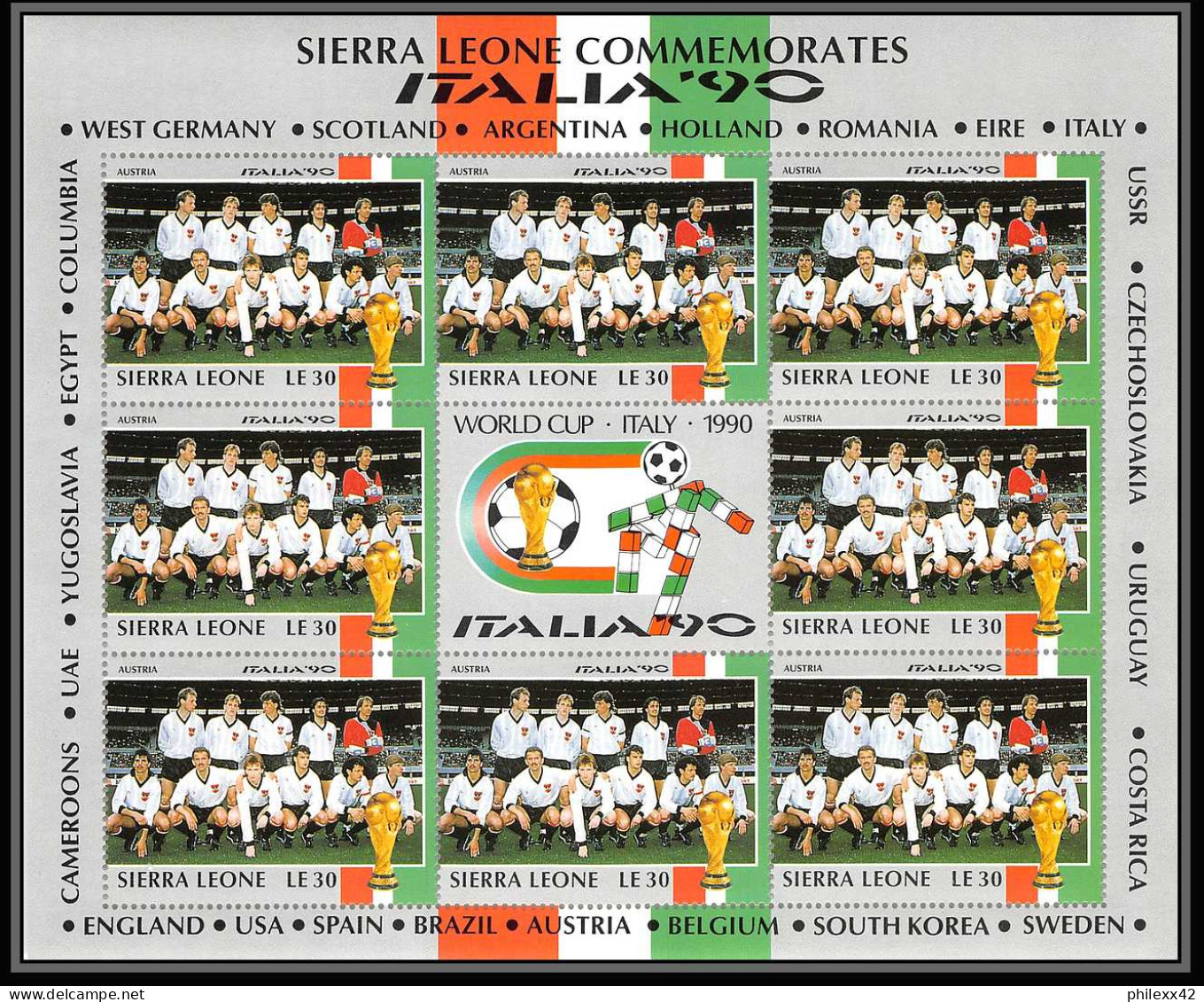 042 Football (Soccer) italia 90 neuf ** MNH - Sierra Leone 24 blocs