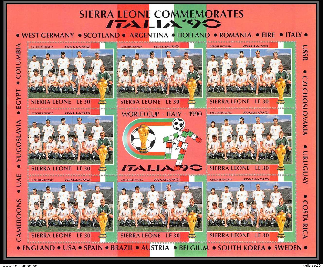 042 Football (Soccer) italia 90 neuf ** MNH - Sierra Leone 24 blocs