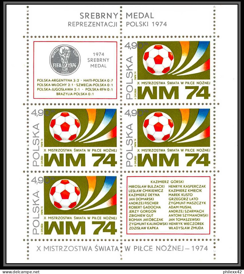 268 Football (Soccer) Allemagne 1974 Munich - Neuf ** MNH - Pologne (Poland) N° 60 Bloc  - 1974 – Alemania Occidental