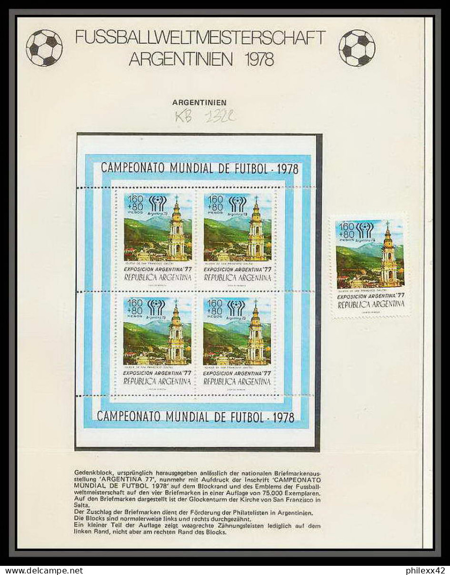 457 Football (Soccer) Argentina 78 - Neuf ** MNH - Argentine (Argentina) N° 1322 Kb + Timbre - Unused Stamps