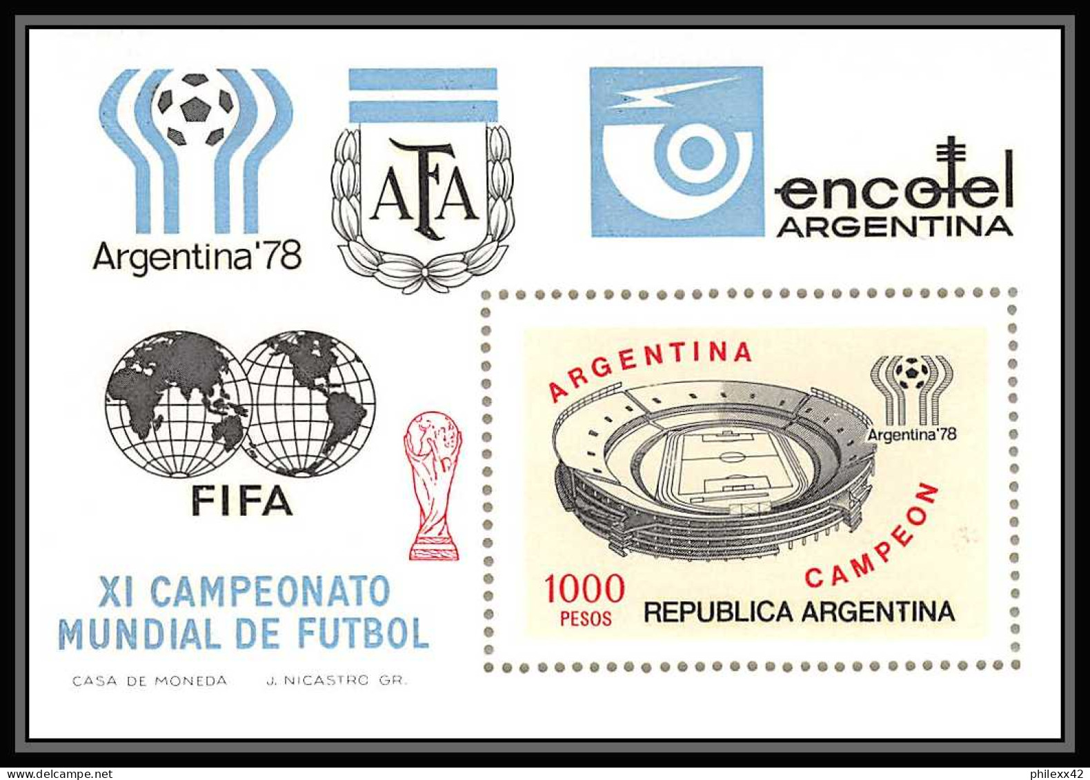 454 Football (Soccer) Argentina 78 - Neuf ** MNH - Argentine (Argentina) N° 20 + Overprint In Red - Neufs