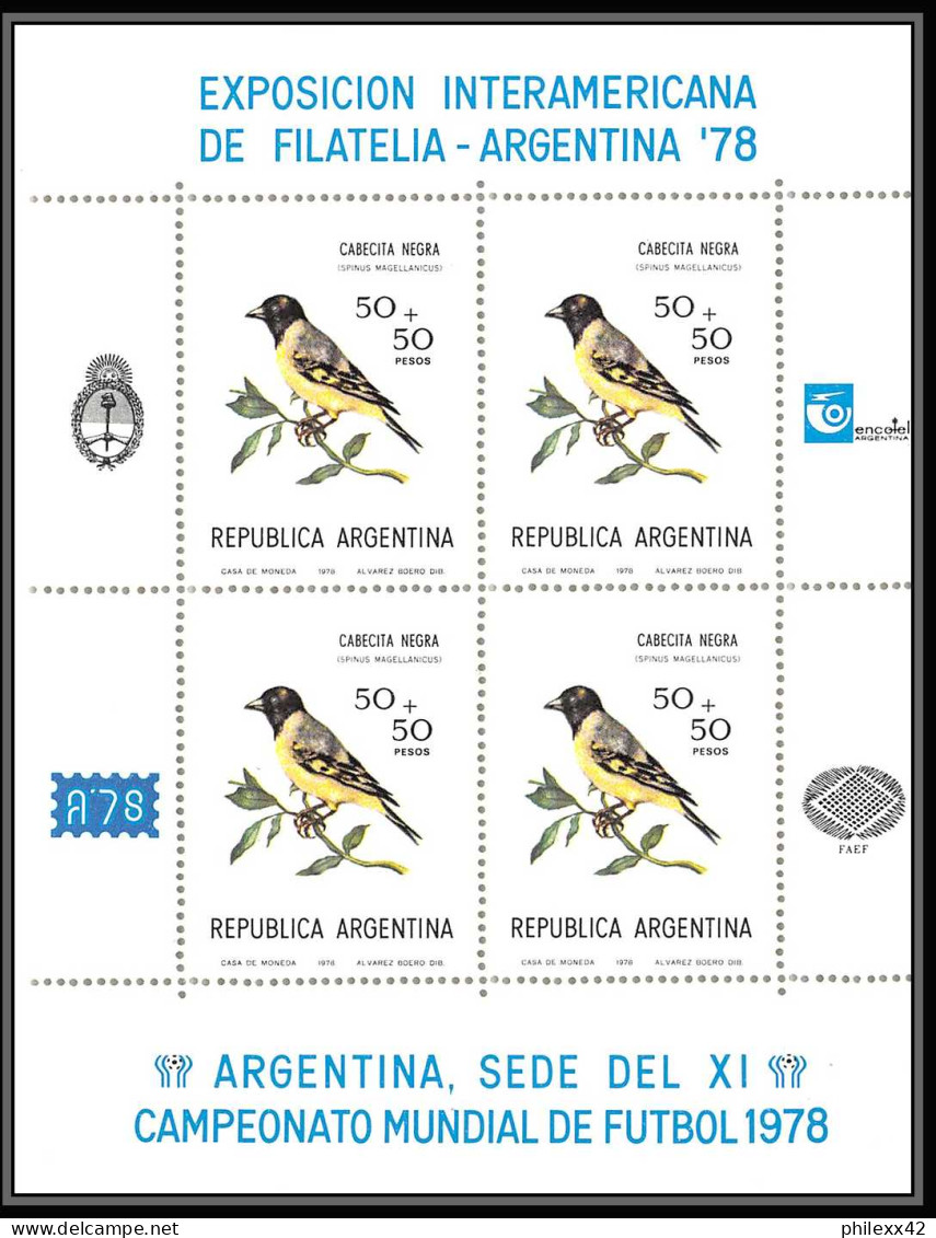 458 Football (Soccer) Argentina 78 - Neuf ** MNH - Argentine (Argentina) N° 1347/1351 BLOC KB Oiseaux (birds) - Nuevos