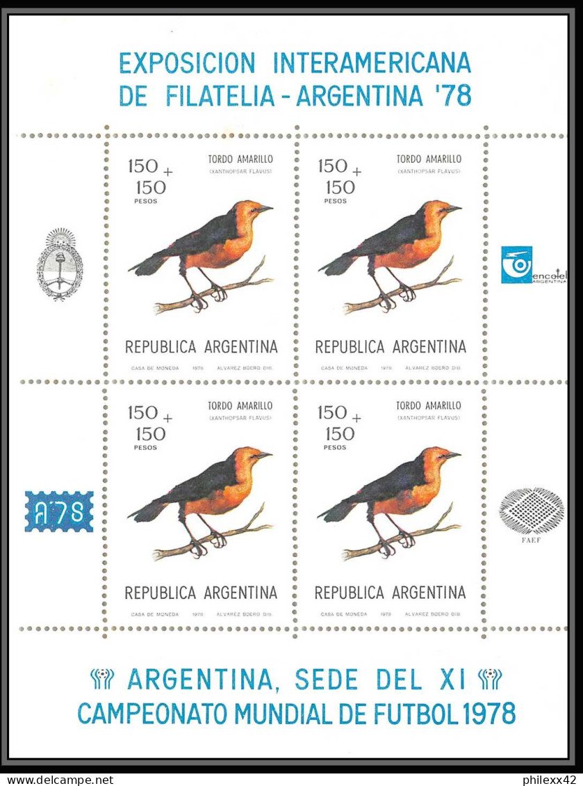 458 Football (Soccer) Argentina 78 - Neuf ** MNH - Argentine (Argentina) N° 1347/1351 BLOC KB Oiseaux (birds) - Ungebraucht