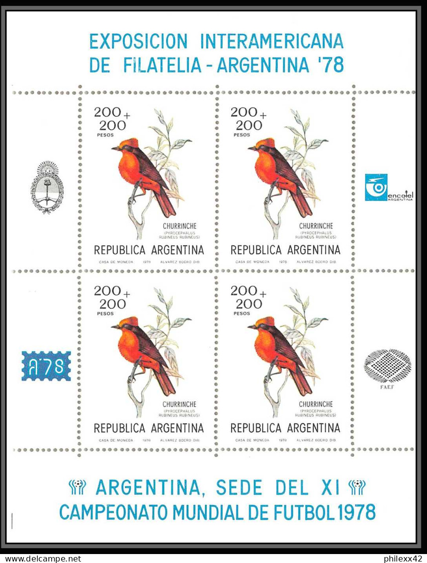 458 Football (Soccer) Argentina 78 - Neuf ** MNH - Argentine (Argentina) N° 1347/1351 BLOC KB Oiseaux (birds) - Unused Stamps