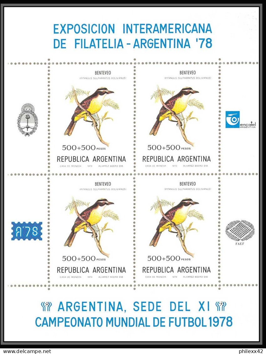 458 Football (Soccer) Argentina 78 - Neuf ** MNH - Argentine (Argentina) N° 1347/1351 BLOC KB Oiseaux (birds) - Nuevos