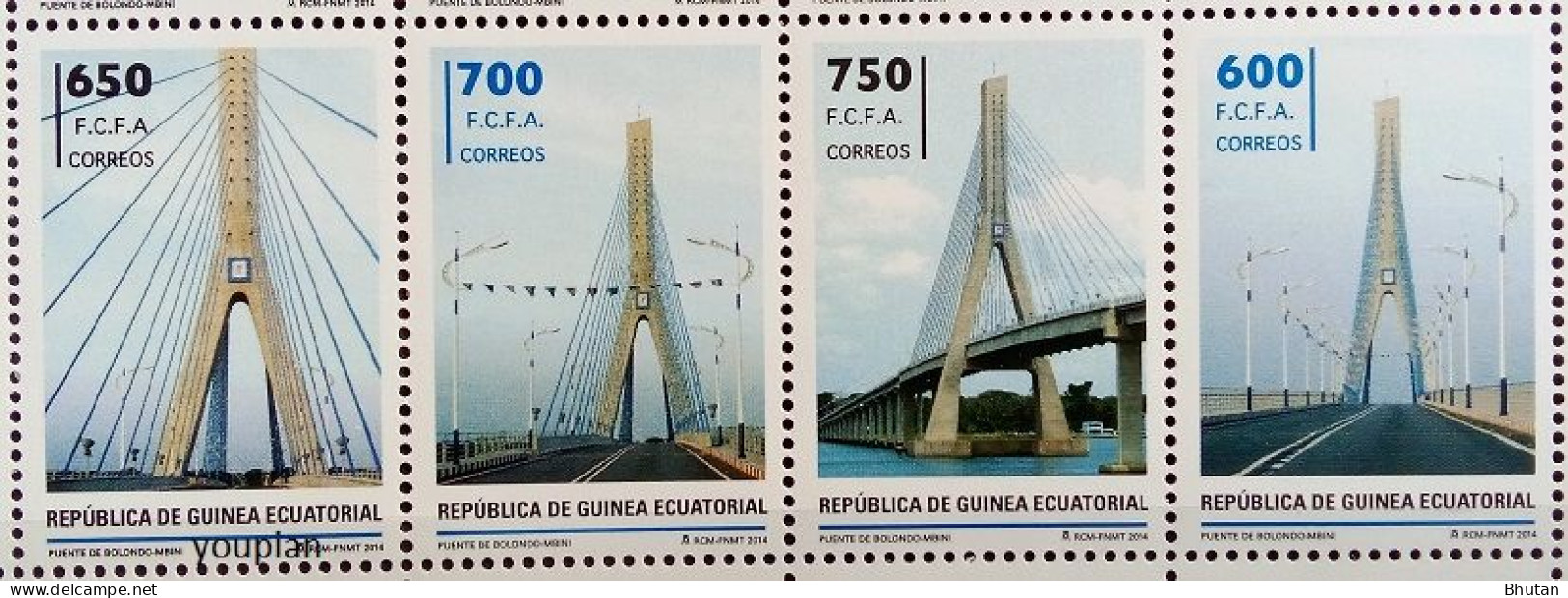 Equatorial Guinea 2014, Architecture - Bolondo Bridge, MNH Stamps Strip - Guinea Ecuatorial