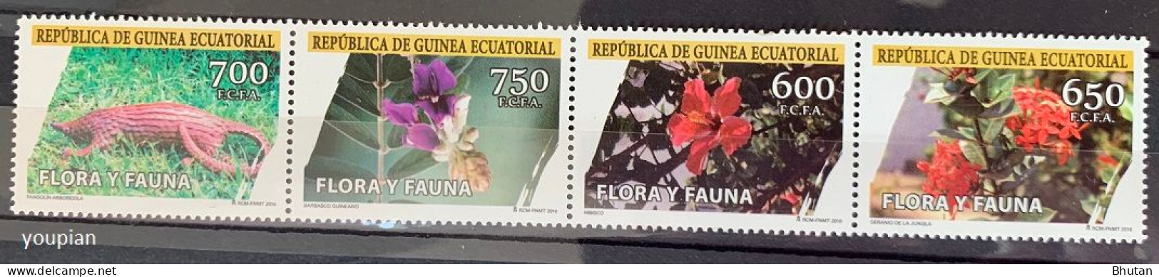 Equatorial Guinea 2016, Flora And Fauna, MNH Stamps Strip - Guinea Ecuatorial