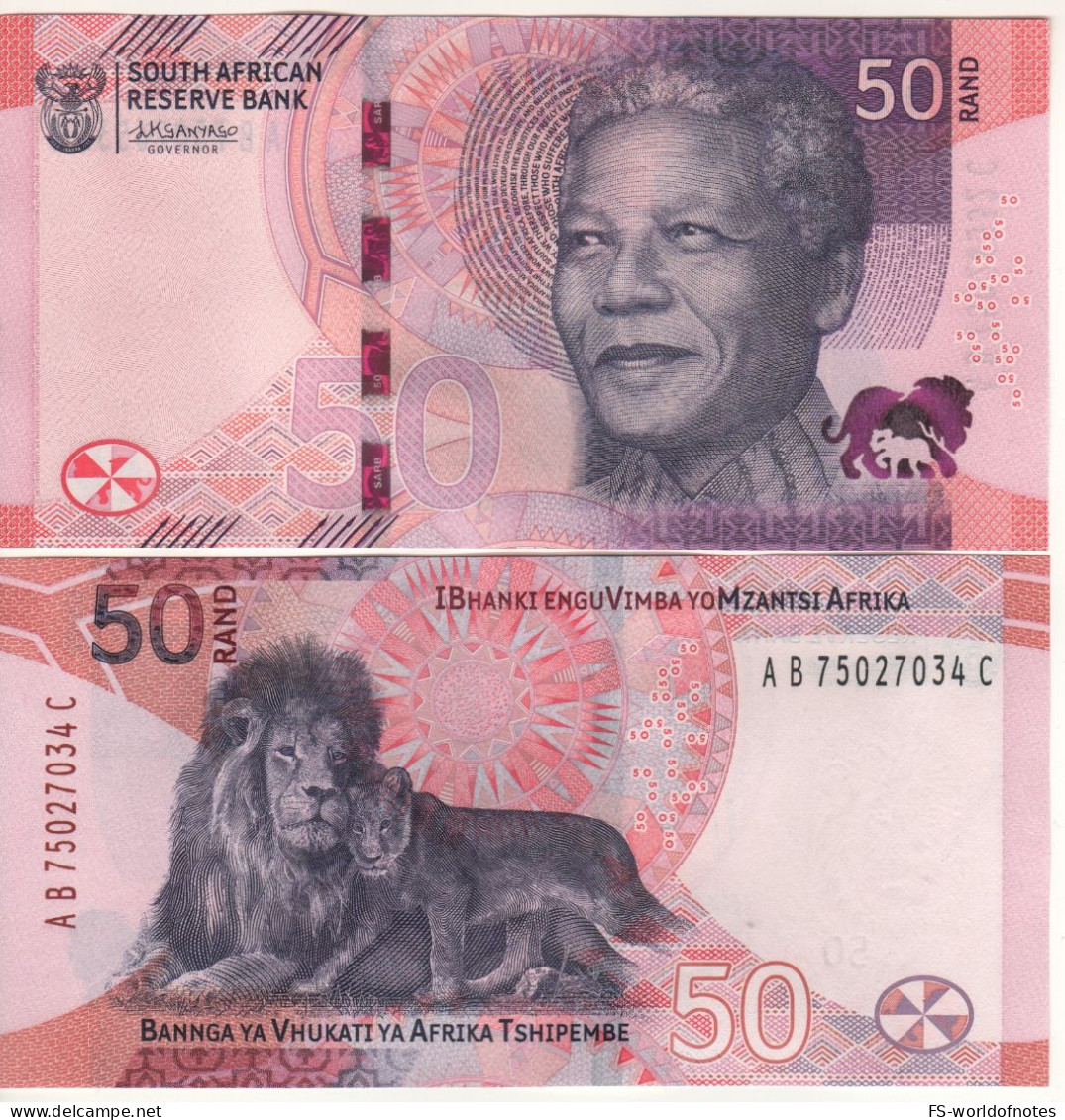 SOUTH AFRICA New 50 Rand  PW150   (ND 2023 Nelson Mandela + Lions At Back ) - Sudafrica