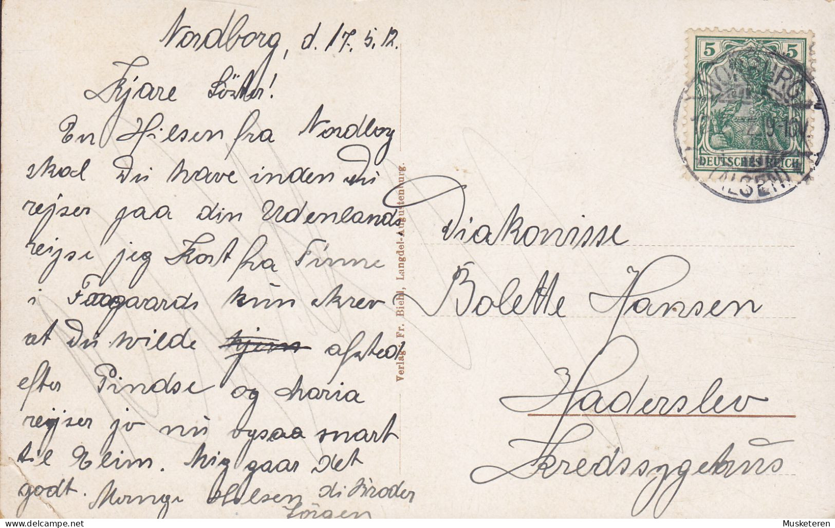 Denmark Vorläufer Deutsches Reich PPC Norburg Schloss NORBURG (Alsen) 1912 HADERSLEV Kredssygehus (2 Scans) - Nordschleswig