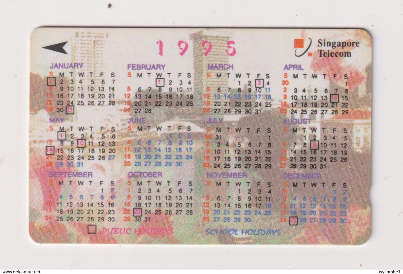 SINGAPORE - 1995 Calendar GPT Magnetic Phonecard - Singapour