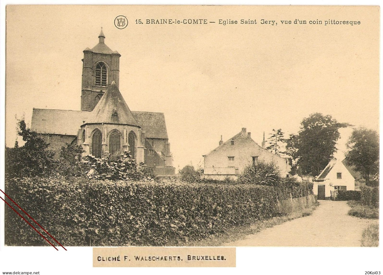 Braine-le-Comte Eglise Saint Géry, Vue D'un Coin Pittoresque, (Les Digues 1900's), TTB-CPA Vintage - Braine-le-Comte