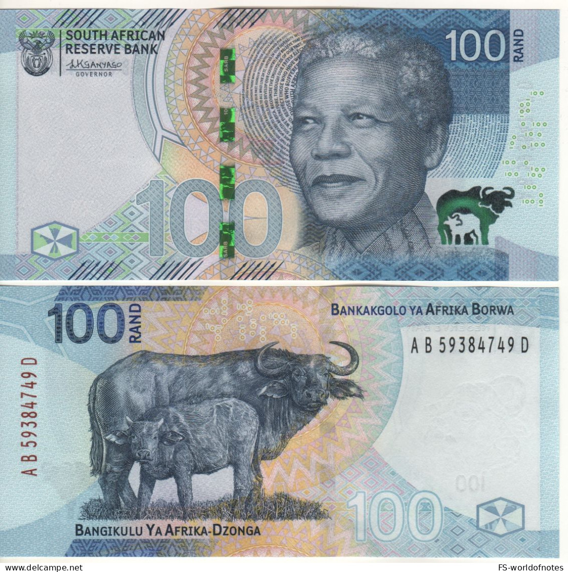 SOUTH AFRICA New 100 Rand  PW151   (ND 2023 Nelson Mandela +Cape Buffalos  At Back ) - Afrique Du Sud