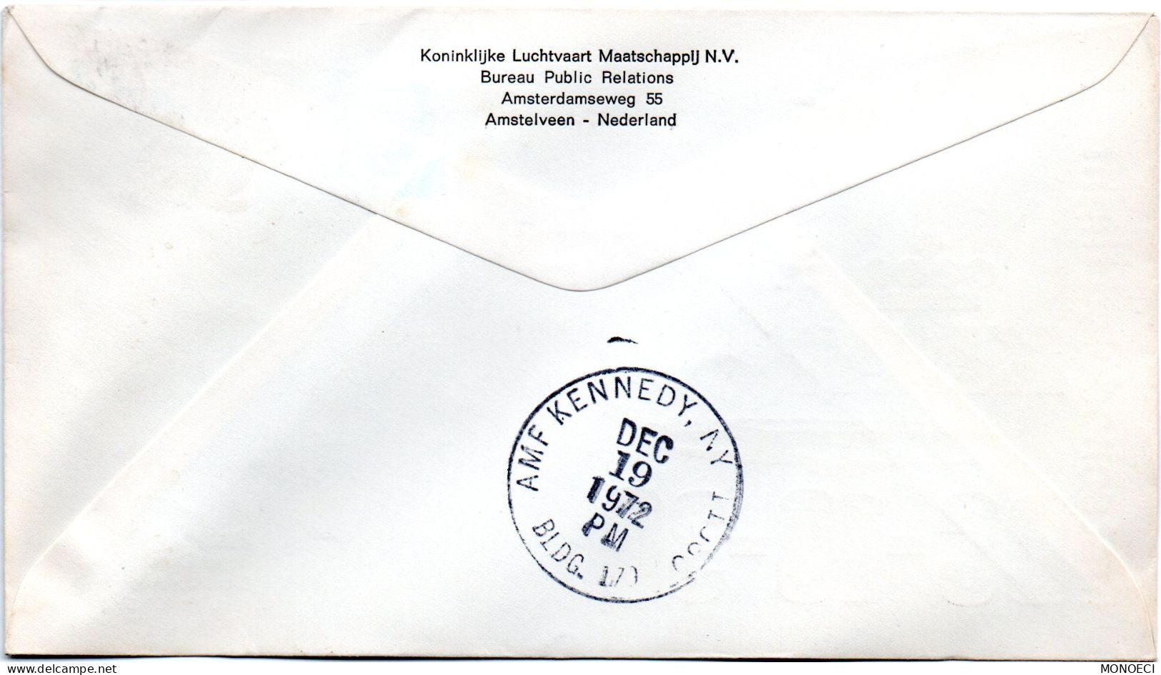 PAYS BAS -- Enveloppe -- First Scheduled Flight K.L.M.- DC-10-30  Amsterdam - New York19.12.1972 Pour New York (U.S.A.) - Cartas & Documentos