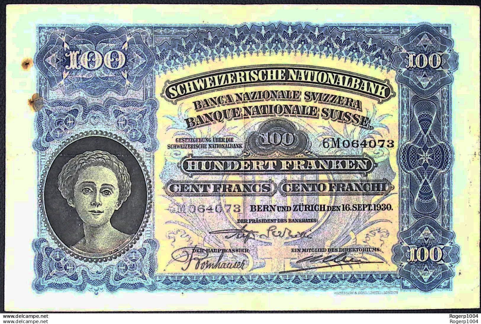 SUISSE/SWITZERLAND * 100 Francs * Faucheur * 16/09/1930 * Etat/Grade TTB/VF - Svizzera