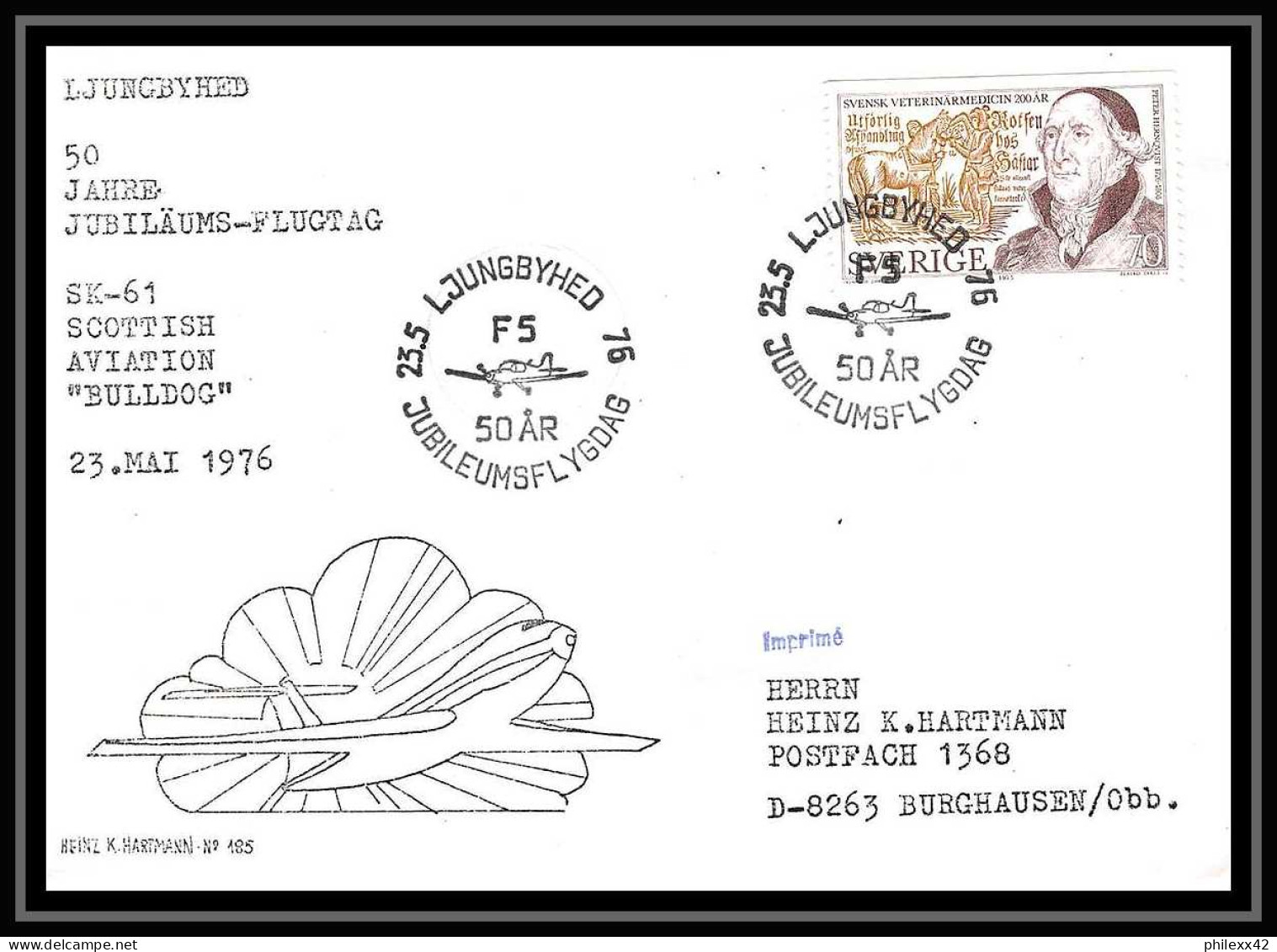 0107 Lettre Aviation (Airmail Cover Luftpost) Suède (Sweden) 1976 - Briefe U. Dokumente