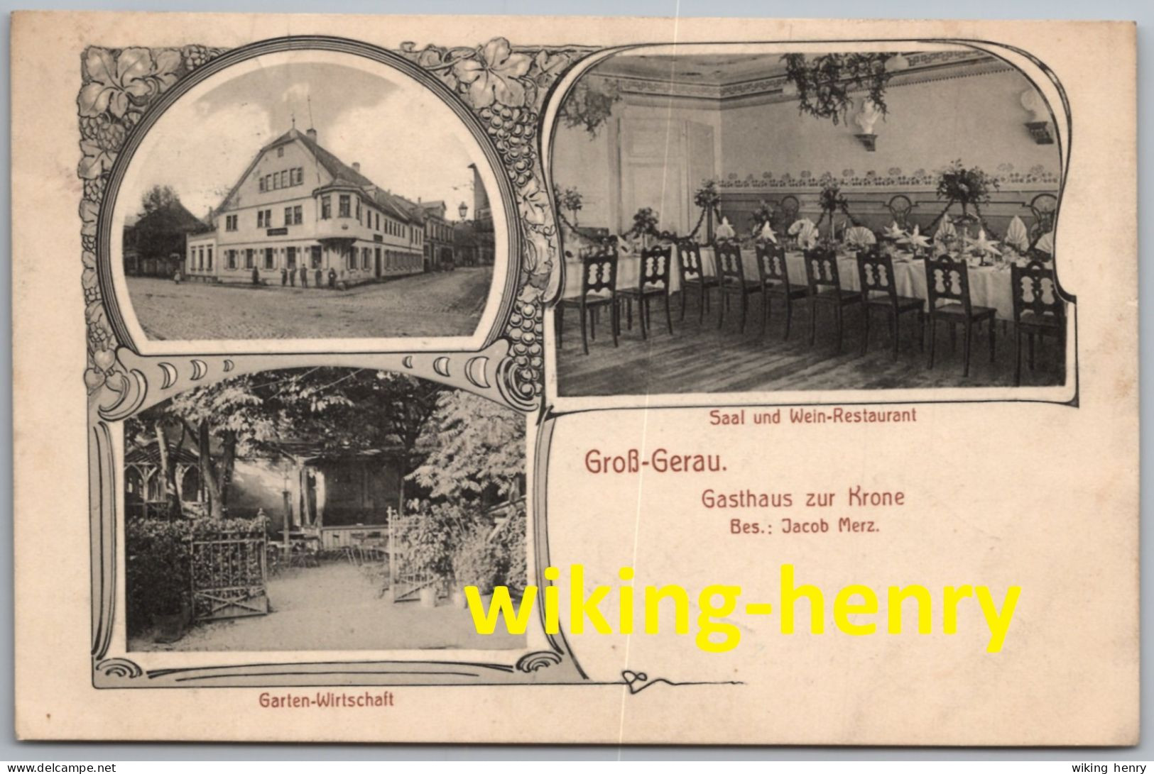 Groß Gerau - S/w Gasthaus Wein Restaurant Zur Krone Mit Garten Wirtschaft Und Saal - Gross-Gerau