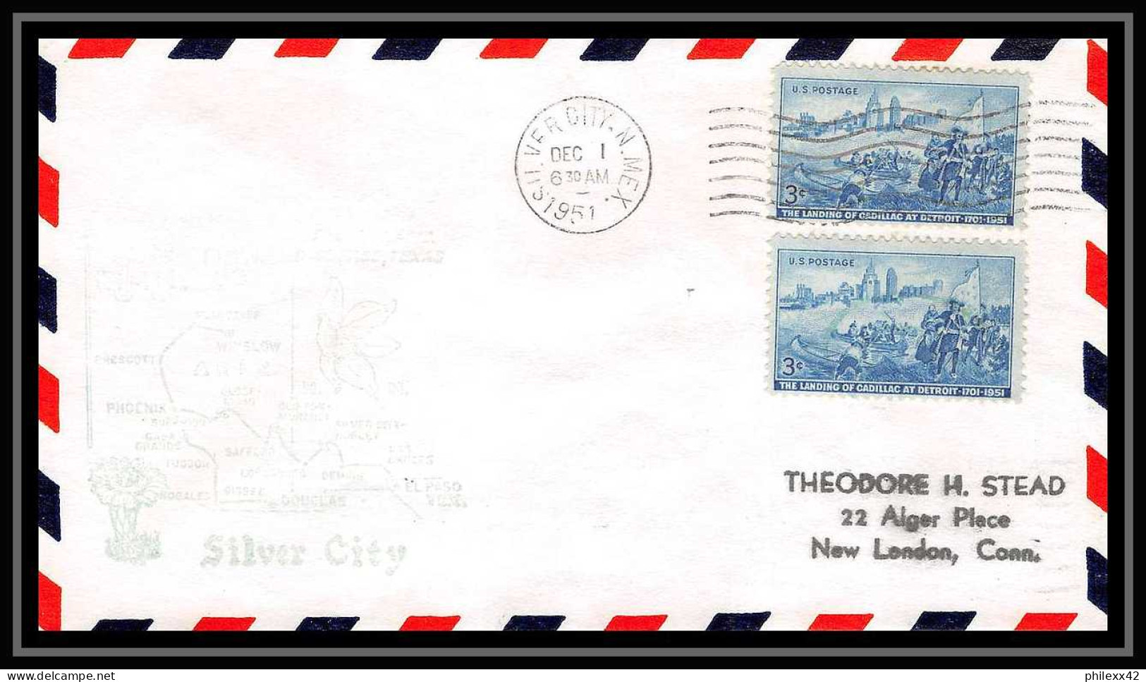 1156 Lettre USA Aviation Premier Vol Airmail Cover First Flight Aeroplane 1951 Am 93 Silver City, New Mexico - 2c. 1941-1960 Briefe U. Dokumente