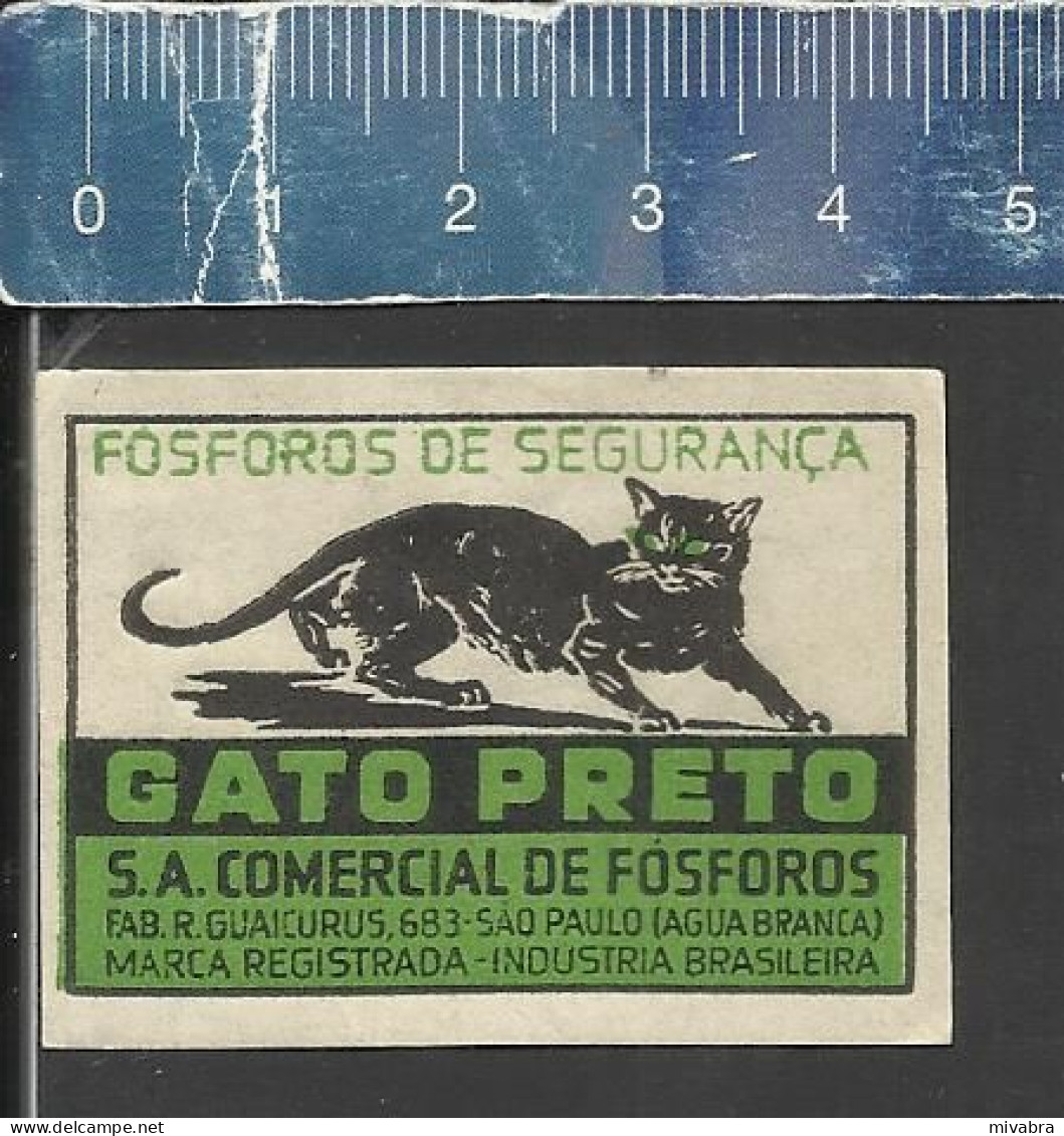 GATO PRETO ( BLACK CAT )  - OLD MATCHBOX LABEL MADE IN BRAZIL - Boites D'allumettes - Etiquettes