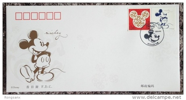 2015 CHINA G-38 DISNEY-MICKY GREETING FDC 1V - 2010-2019