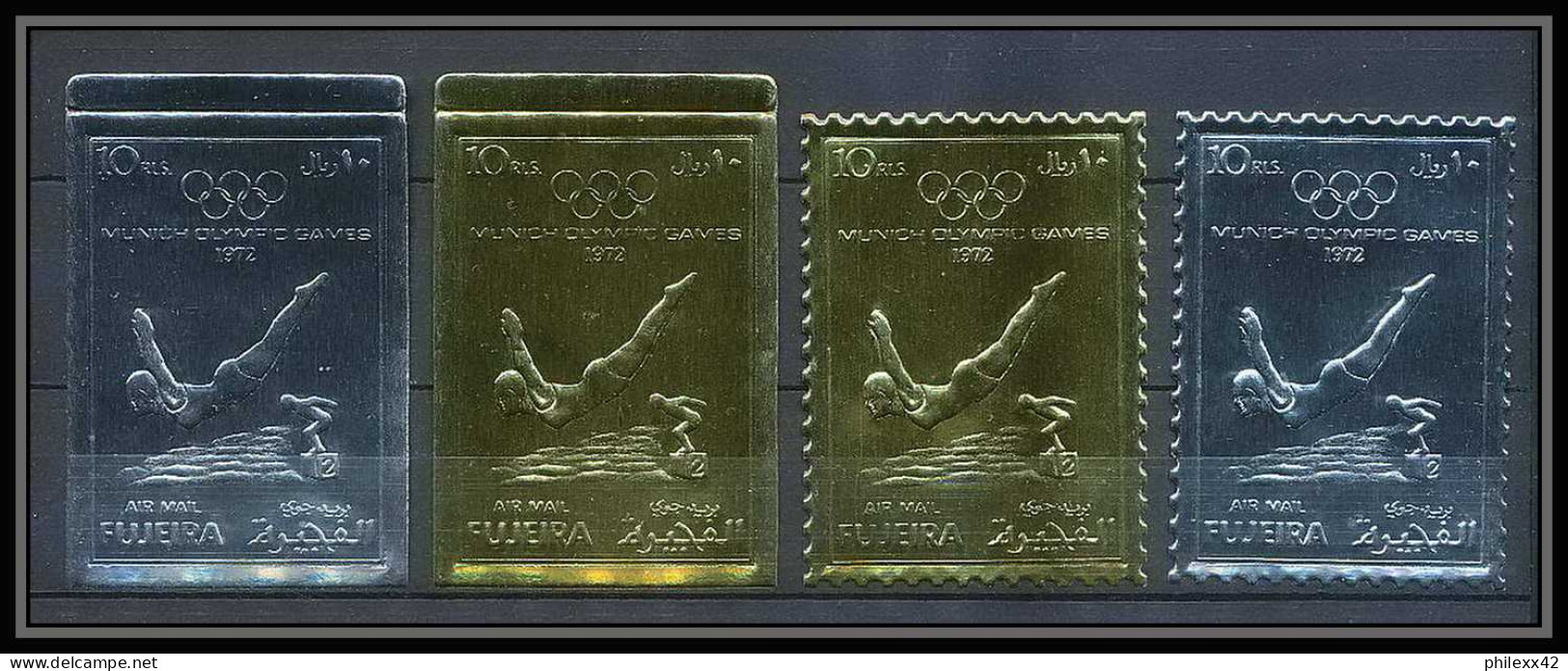 040a Fujeira N°1282 Jeux Olympiques Olympic Games 4 VALEUR Complet 1972 Munich OR Gold Stamps Plongeon Diving - Tuffi