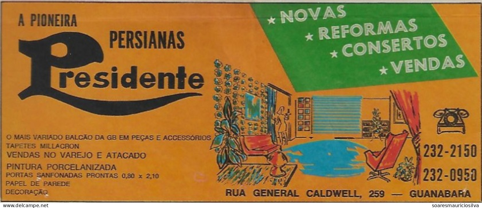 Brazil 1972 Shipped Telegram Authorized Advertising Pioneer Blind President Sofa Armchair Curtain Carpet Wallpaper - Lettres & Documents