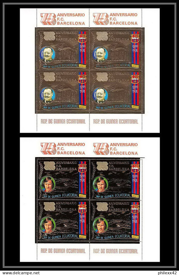 139 Guinée équatoriale Guinea N°453/54 OR Gold Stamps Football Soccer FC Barcelona Gamper Cruyff COTE 100E  - Club Mitici