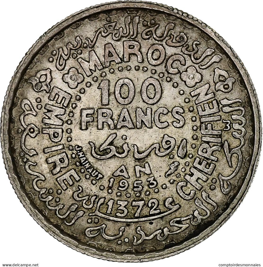 Maroc, Mohammed V, 100 Francs, 1953, Paris, TTB+, Argent, KM:52 - Maroc